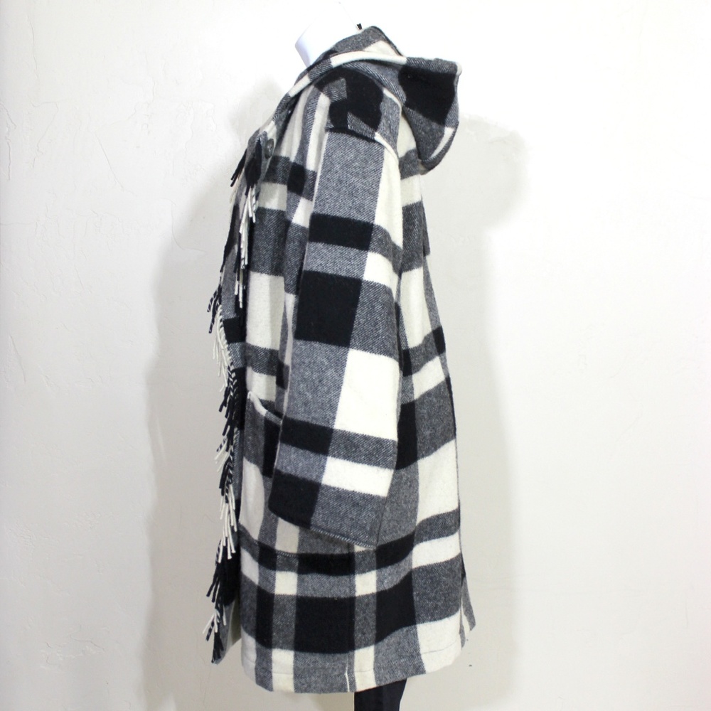 Vintage L.L. Bean Maine Buffalo Plaid Fringe Coat - Picture 5 of 8